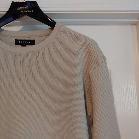 Pacsun Mens Tan Waffle Thermal Long Sleeve Shirt  Y2k Skater M - Picture 4 of 8